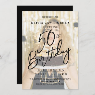 Elegant and Modern 50th Photo Birthday  Invitatio Invitation