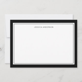 Elegant And Modern Black Borders Personalized Card