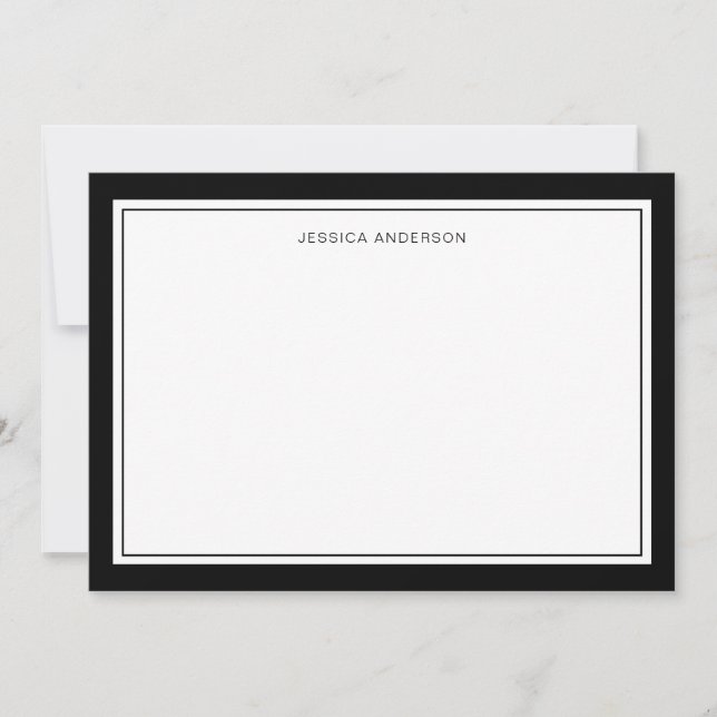 Elegant And Modern Black Borders Personalized Card (Front)