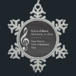 Elegant and Modern Chalkboard Musician Snowflake Pewter Christmas Ornament<br><div class="desc">The chalkboard or blackboard background features  treble clef symbol which seems to be drawn with chalk.  Check out this trendy and stylish musician ornament!</div>