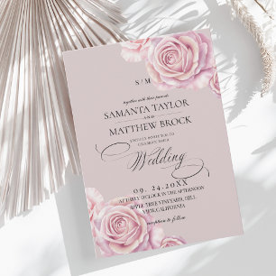 Elegant and Modern Dusty Pink Rose Wedding Invitation