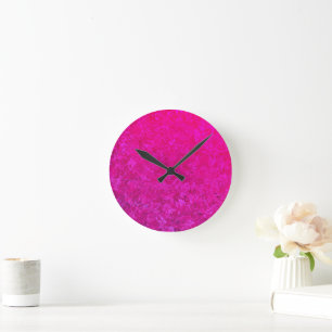 Elegant and modern fuschia pink abstract pattern round clock