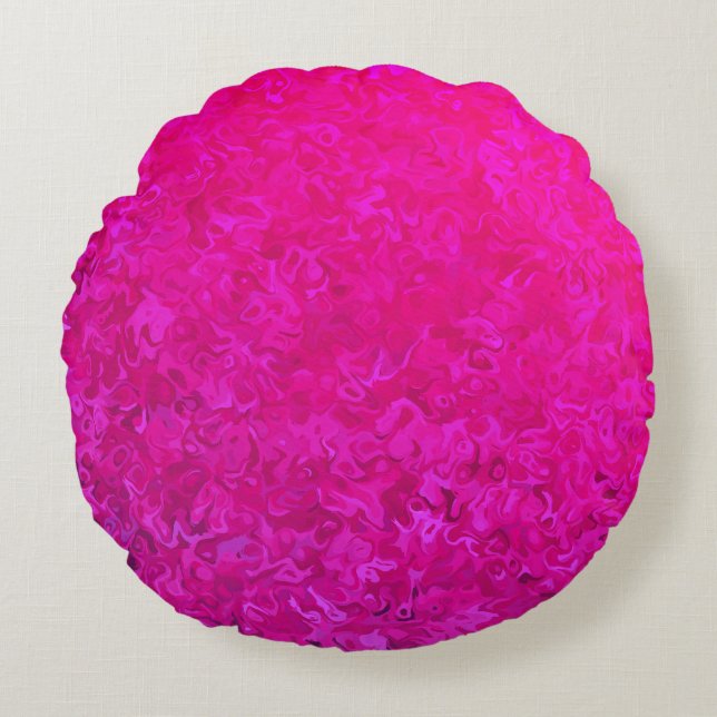 Elegant and modern fuschia pink abstract pattern round pillow (Front)
