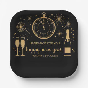 Elegant and Modern New Year's Eve Party Paper Plate