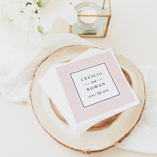 Elegant and Modern Pale Pink Wedding Monogram Napkin