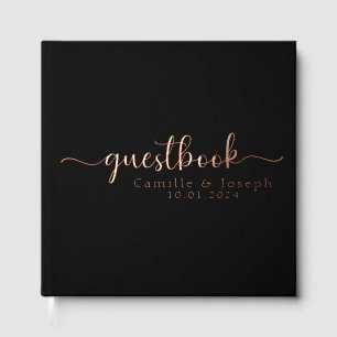 Elegant and Modern Personalized Black Foil Guest Book