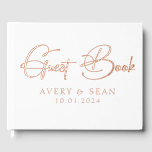 Elegant and Modern Personalized Black & Gold Foil Guest Book