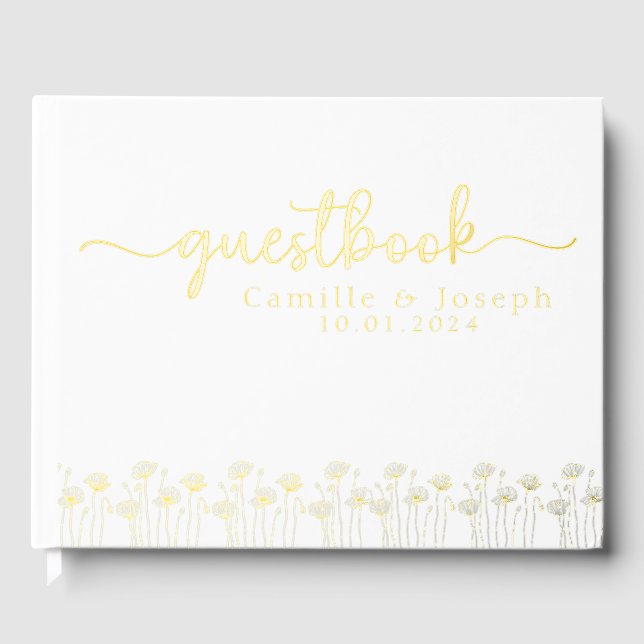Elegant and Modern Personalized floral Guest Book (Front)