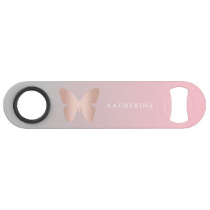 Elegant and modern rose gold butterfly design bar key