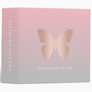 Elegant and modern rose gold butterfly design binder