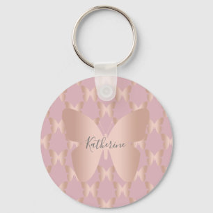 Elegant and modern rose gold butterfly design keychain