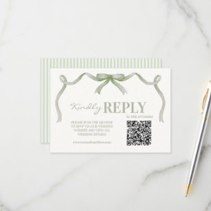 Elegant and Modern Sage Bow Wedding RSVP Card