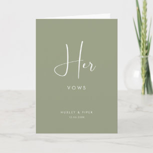 Elegant and modern Sage green Her vows Card