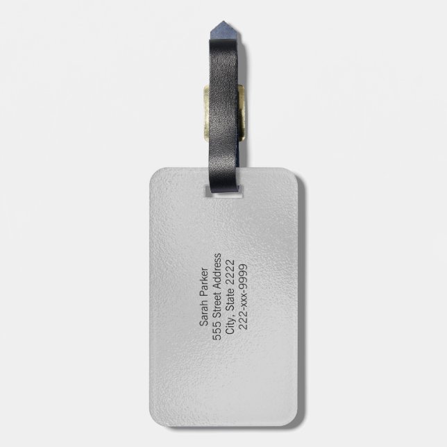 Elegant and modern silver Acrylic Luggage Tag (Back Vertical)