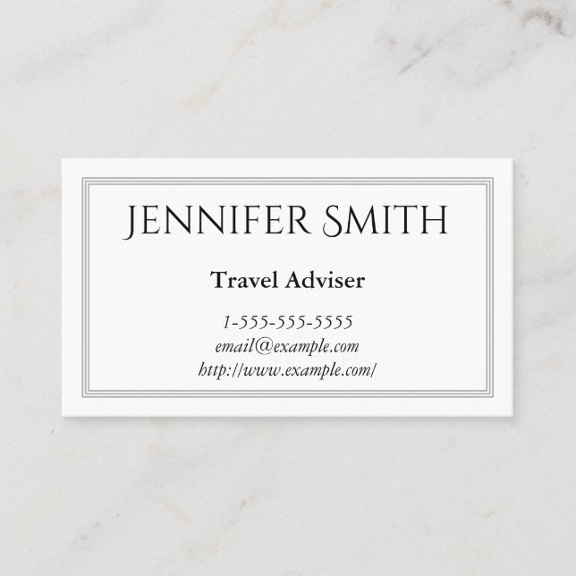 Elegant and Modern Travel Adviser Business Card (Front)