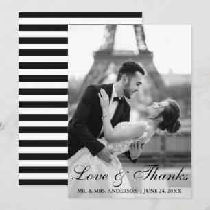 Elegant and Modern Wedding Photo Love and Thanks S Thank You Card