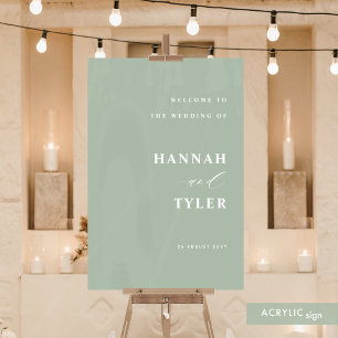 Elegant and Modern Wedding Welcome Pale Green Acrylic Sign