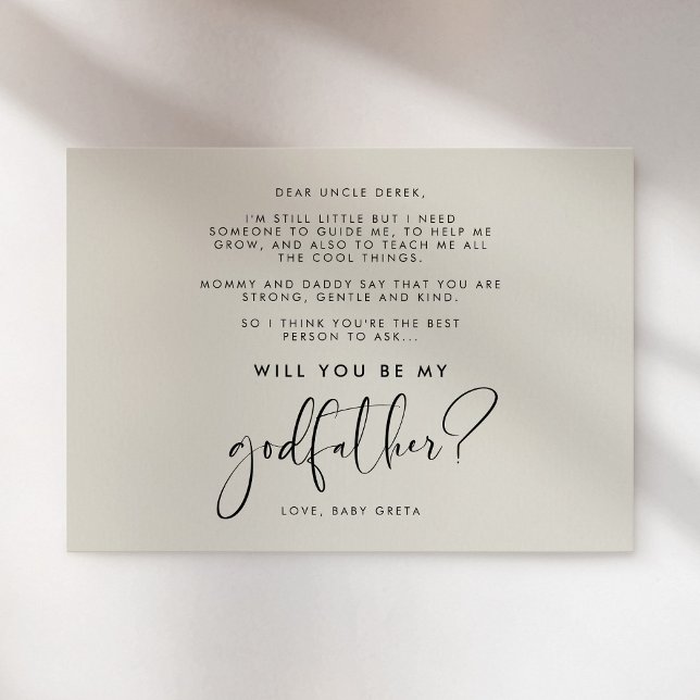 Elegant and modern Will you be my Godfather card (Creator Uploaded)