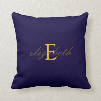 Elegant and Ornate Monogram Belt - Blue Gold 8 Throw Pillow