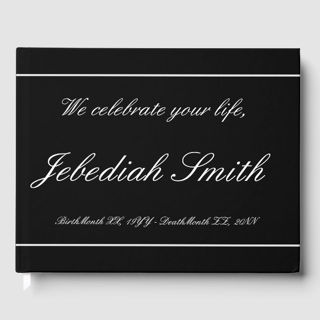 Elegant and Personalized Funeral Guestbook (Front)