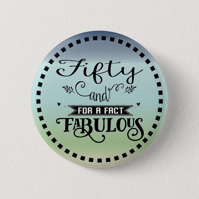 Elegant and Pretty 50th Birthday Button (Front)