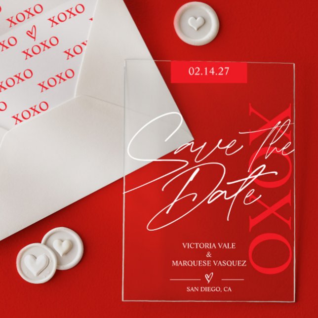 Elegant and Romantic Valentine Save The Date Acrylic Invitations (Creator Uploaded)