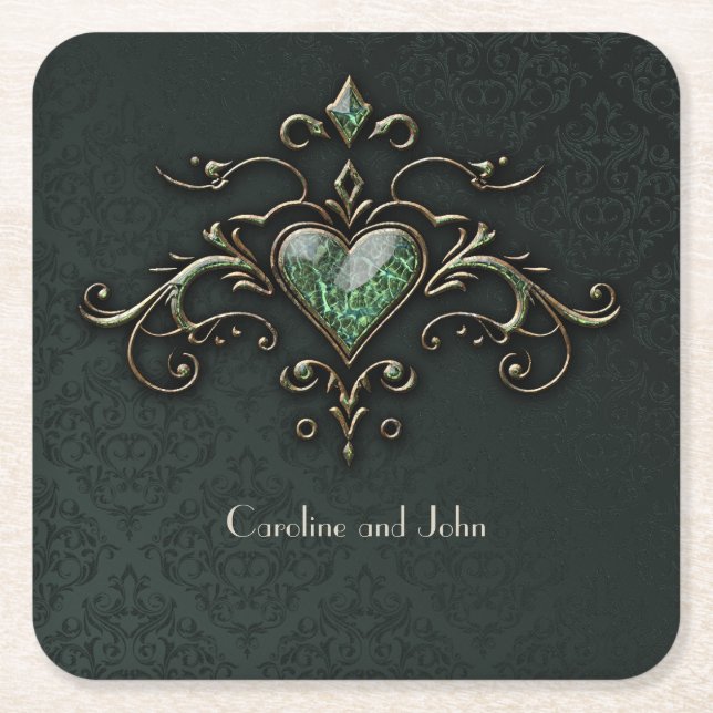 Elegant and romantic vintage design.  square paper coaster (Front)