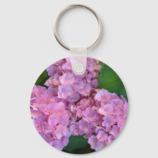 Elegant and Rustic Hortensia Hydrangea macrophylla Keychain (Front)