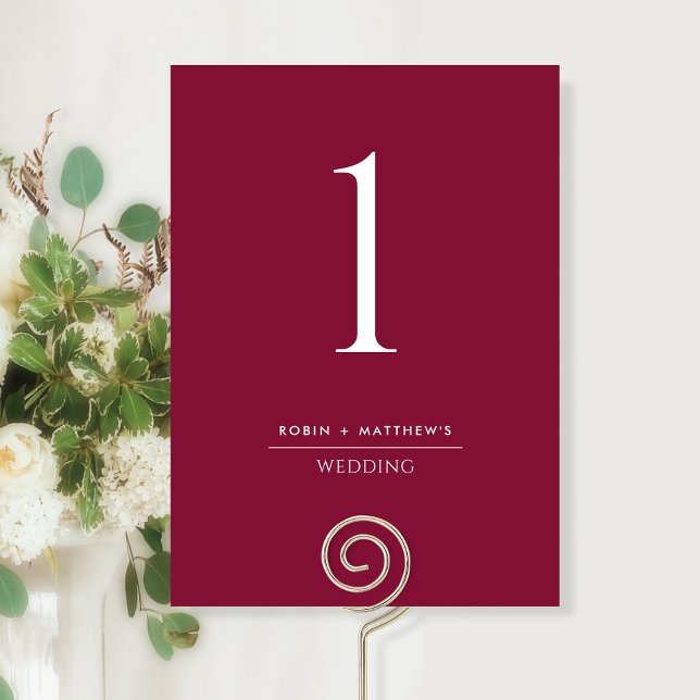 Elegant and Simple Burgundy Berry Table Number (Creator Uploaded)
