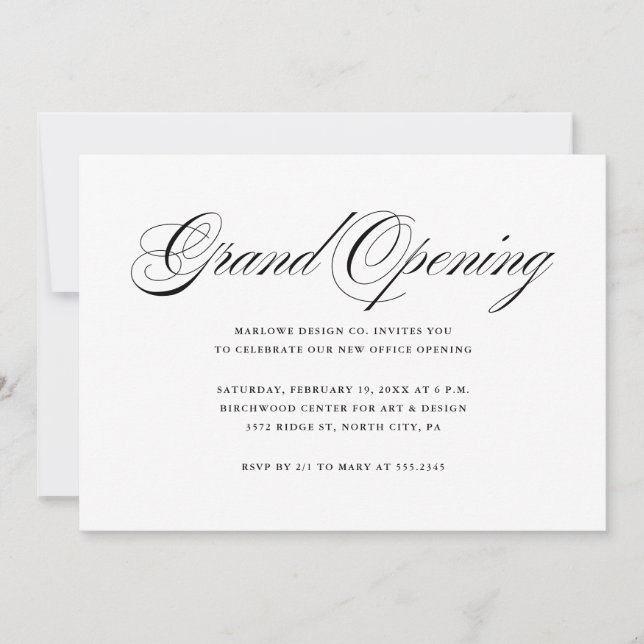 Elegant and Simple Company Grand Opening Invitation (Front)