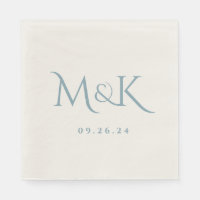 Elegant and Simple Dusty Blue Wedding Monogram