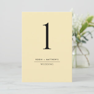 Elegant and Simple Dusty Yellow Table Number