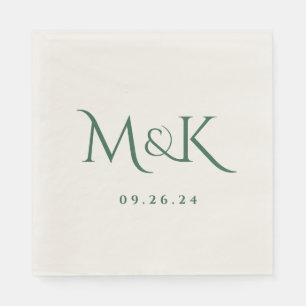 Elegant and Simple Emerald Green Wedding Monogram Napkin
