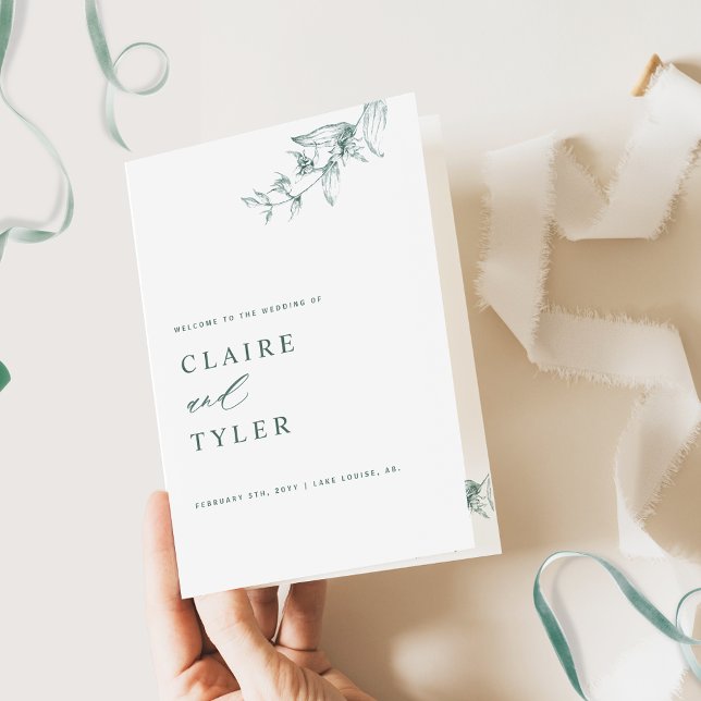 Elegant and Simple, Green Wedding Program (Creator Uploaded)