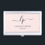 Elegant and simple handwritten script calligraphy business card holder<br><div class="desc">Beautiful and modern design. Simply add your initials between the symbols and customize the text.</div>