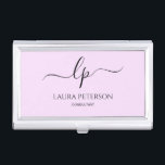 Elegant and simple handwritten script calligraphy business card holder<br><div class="desc">Beautiful and modern design. Simply add your initials between the symbols and customize the text.</div>