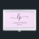 Elegant and simple handwritten script calligraphy business card holder<br><div class="desc">Beautiful and modern design. Simply add your initials between the symbols and customize the text.</div>
