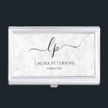 Elegant and simple handwritten script calligraphy business card holder<br><div class="desc">Beautiful and modern design. Simply add your initials between the symbols and customize the text.</div>