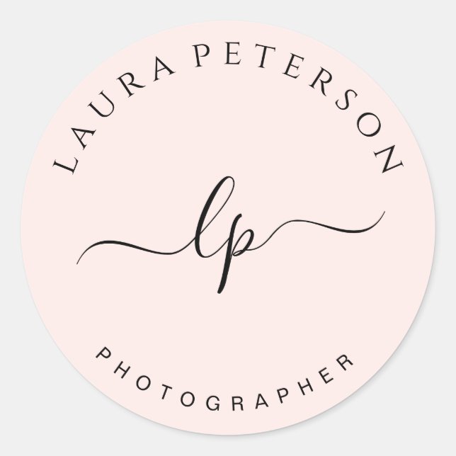 Elegant and simple handwritten script calligraphy classic round sticker (Front)