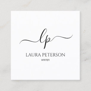 Elegant and simple handwritten script calligraphy square business card