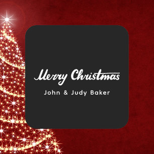 Elegant and Simple Merry Christmas Square Sticker