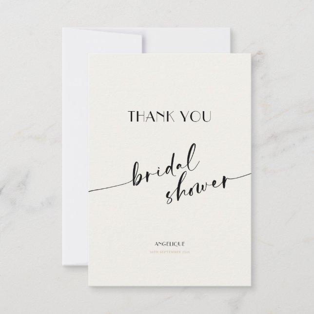 Elegant and Simple - Minimalist Bridal Shower Thank You Card (Front)