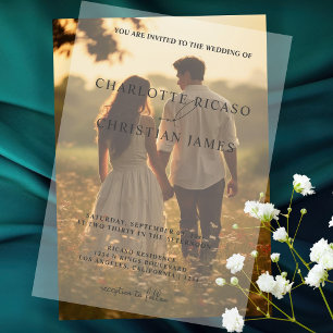 Elegant and Simple Minimalist Script Vellum Invitations