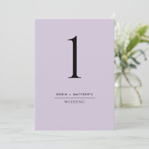 Elegant and Simple Purple Table Number