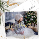 Elegant and Simple Real Foil Photo Merry Christmas Foil Holiday Postcard<br><div class="desc">Send an elegant custom photo Holiday postcard with "Merry Christmas" in beautiful modern calligraphy in real foil details! Ability to customize further this design, and move the foil "Merry Christmas" phrase to a different position to suit your photo best. Simply click on "Edit using design too" button located at the...</div>
