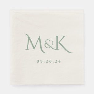 Elegant and Simple Sage Green Wedding Monogram Napkin