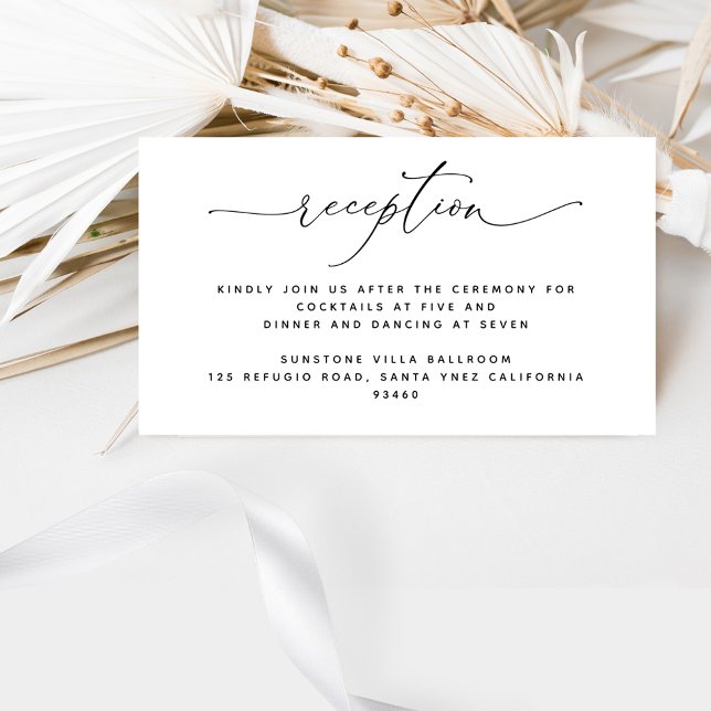 Elegant and Simple, Script Wedding Reception Enclosure Card (Creator Uploaded)