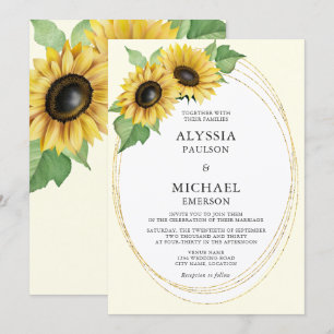Elegant and Simple Sunflower Wedding Invitation