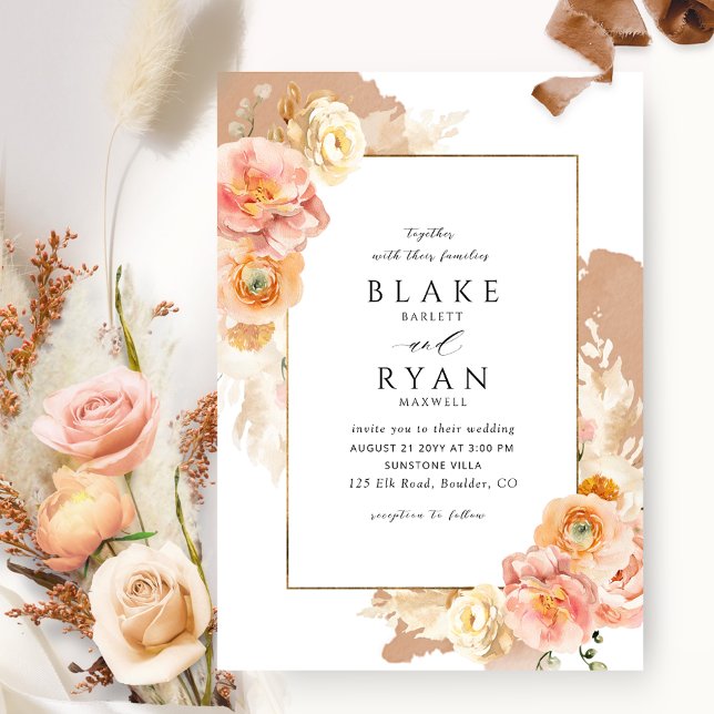 Elegant and Simple Terracotta, Peach Blush Wedding Invitation (Creator Uploaded)