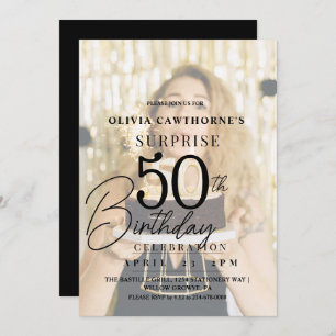 Elegant and stylish 50th Photo Birthday  Invitatio Invitation